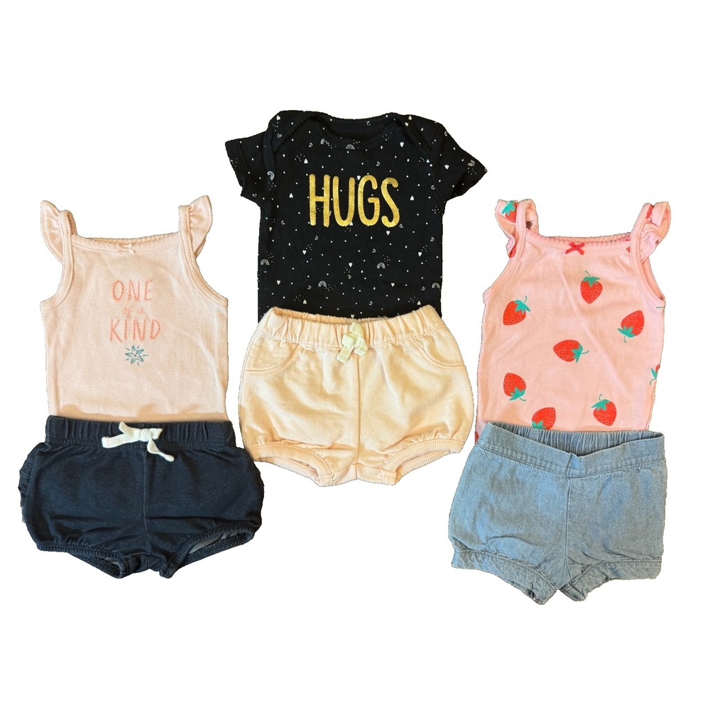 Carter's Baby Clothes Girl 3 Months Outfits Bodysuit Tank Tops Shirts Shorts Lot - Picture 1 of 12